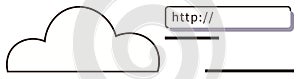 Cloud computing concept with URL bar representing web access and online data storage