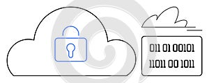 Cloud storage security with binary code and lock for secure data encryption and privacy protection