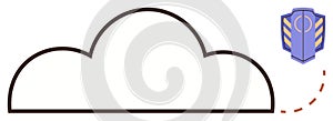 Cloud Outline and Shield Icon Representing Data Security and Cloud Protection