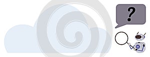 Cloud Computing Concept with Robot Assistant and Magnifying Glass