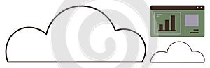 Cloud Computing Concept with Data Analytics Display and Minimalist Outline Design