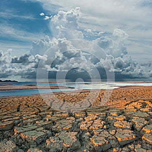 Cloud over climate cracking ground photo