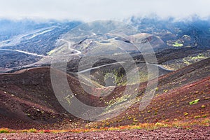 Cloud over craters on Mount Etna