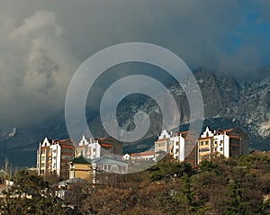 Cloud over small city in Crimea