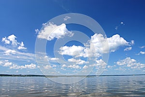 Cloud over water, lake Plesheevo, Russia