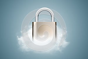 Cloud with padlock, data protection concept