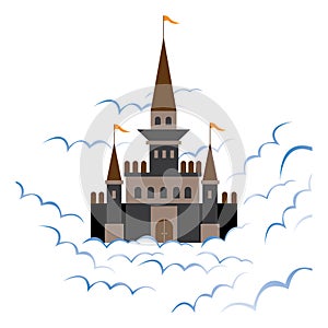cloud palace illustration color vector design icon
