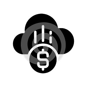 Cloud payment black glyph icon