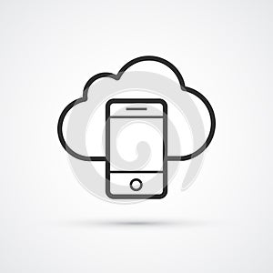 Cloud phone flat line trendy black icon. Vector eps10