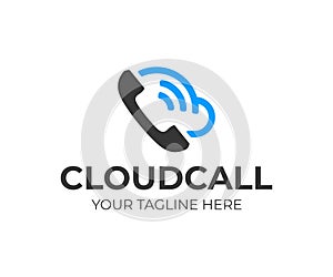 Cloud phone system logo design. Mobile cloud computing vector design