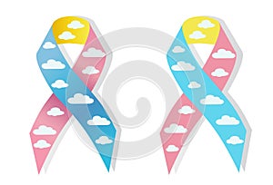 Cloud pink and blue ribbon awereness