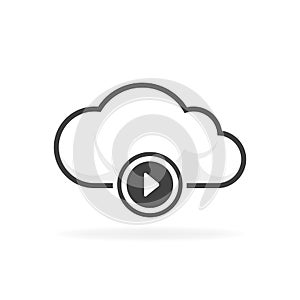 Cloud play audio and video icon vector illustration