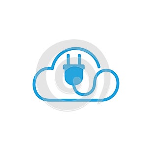 Cloud plug electric logo vector symbol design illustration