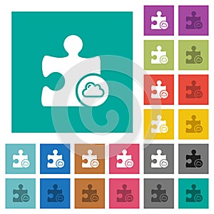 Cloud plugin square flat multi colored icons