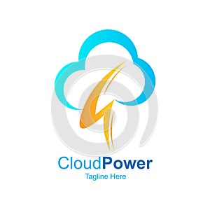Cloud Power Logo Design Template.
