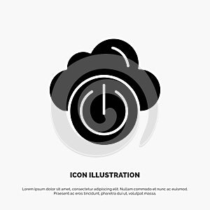 Cloud, Power, Network, Off Solid Black Glyph Icon