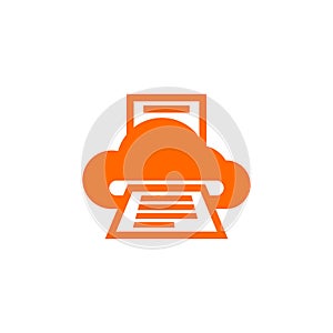 Cloud print icon vector logo