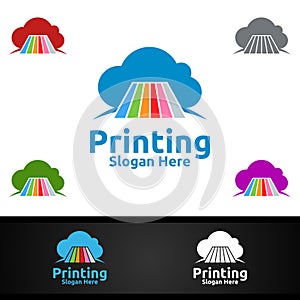Cloud Printing Company Logo Design for Media, Retail, Advertising, Newspaper or Book Concept
