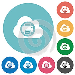 Cloud printing flat round icons