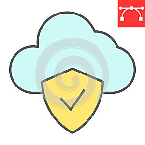Cloud protection color line icon