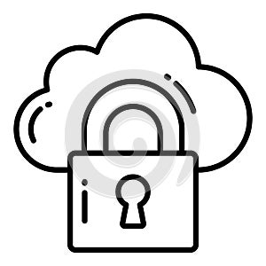 Cloud, Protection and security vector icons set cyber computer network business data technology