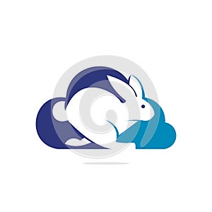 Cloud rabbit vector logo design
