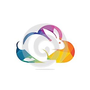 Cloud rabbit vector logo design