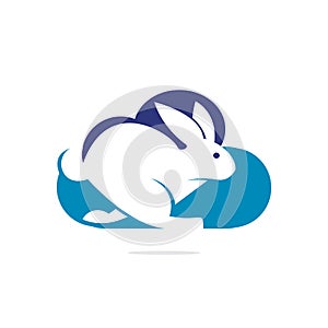 Cloud rabbit vector logo design