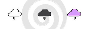 Cloud with rain different style icon set