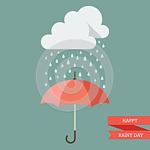 Cloud with Rain drop on umbrella