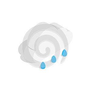 Cloud with rain drops icon, isometric 3d style