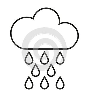 cloud with rain drops isolated icon design
