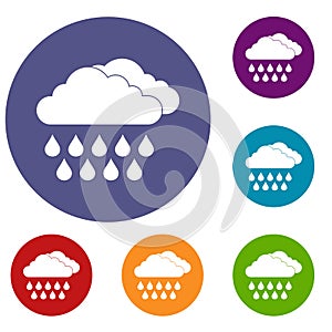 Cloud and rain icons set