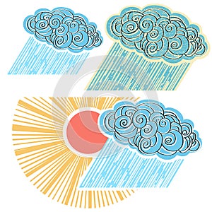 Cloud with rain isolated for design.Vector symbol