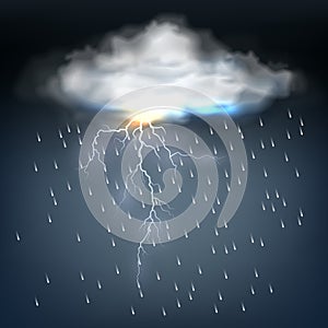 Cloud with rain and a lightning bolt