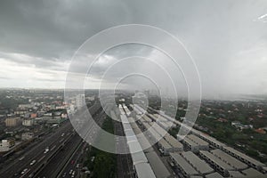 Cloud rain strom in city