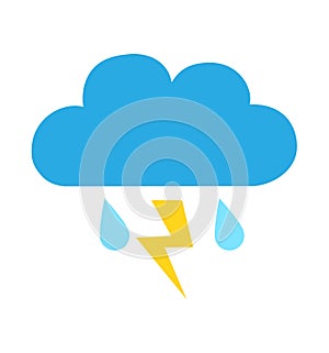Cloud rain thunderstorm icon flat vector illustration for infographic, website isolated