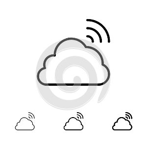 Cloud, Rainbow, Sky, Spring, Weather Bold and thin black line icon set
