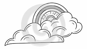 Cloud with Rainbow and Stars, Whimsical Weather Scene, vector design Generative AI