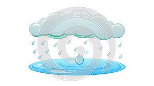 Cloud Raindrops Puddle Weather Vector, vector design Generative AI