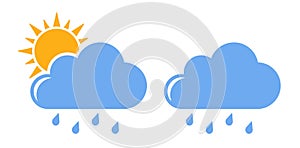 Cloud rainy weather flat design vector icon