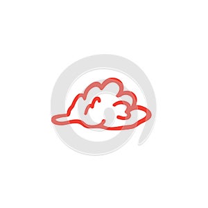 Cloud Red Icon On White Background. Red Flat Style Vector Illustration