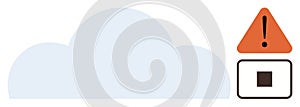 Cloud Storage Alert with Exclamation Mark Triangle Indicating Security or System Warning