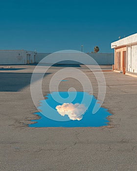 Cloud Reflection in a Rooftop Puddle