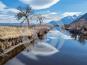 Cloud reflections in the Carson River Valley