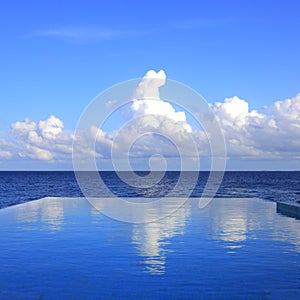 Cloud reflections on the infinity pool