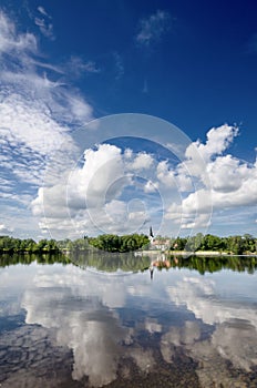 Cloud reflections in the river.