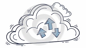Cloud with Refresh Arrows, Data Sync and Updates, vector design Generative AI