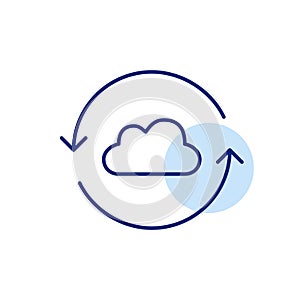 Cloud in refresh arrows. Data synchronization. Online file storage. Pixel perfect vector icon
