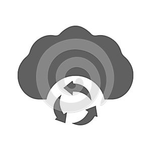 Cloud, refresh, relocate icon. Gray vector sketch